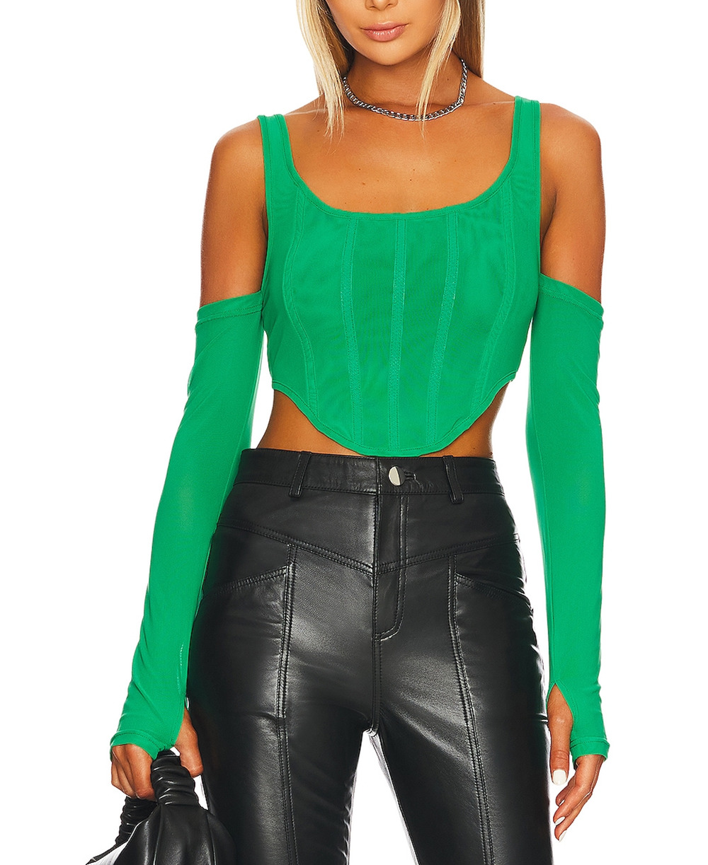 By.Dyln Sleek Green Aria Corset Top Size S